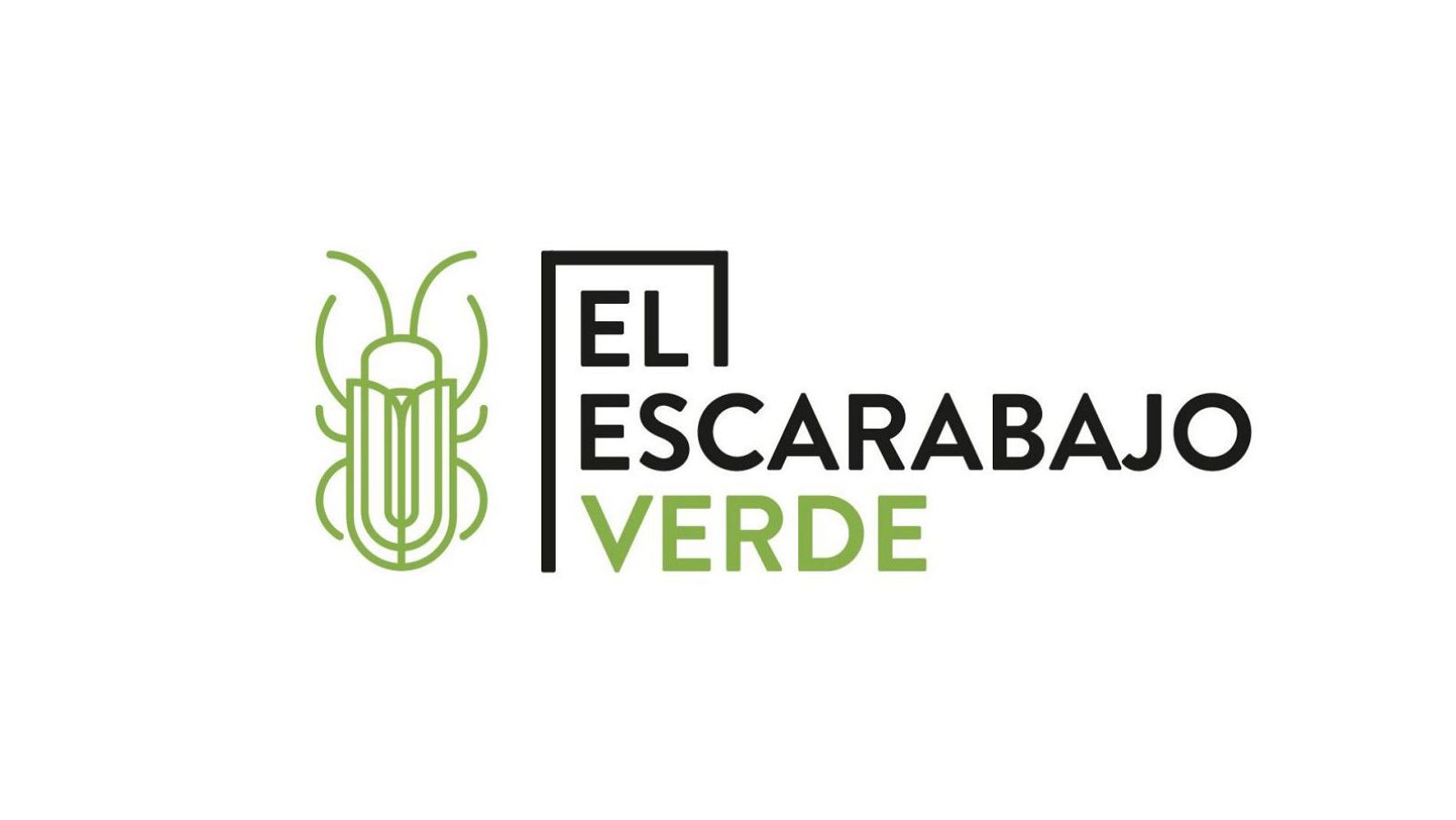 Logotipo de "El Escarabajo Verde" con un escarabajo verde y el título en negro y verde sobre fondo blanco.