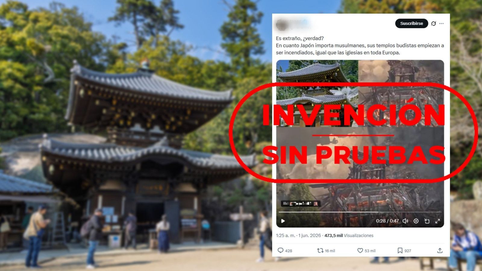 Atribuyen sin pruebas a “musulmanes” el incendio de un templo budista en Japón