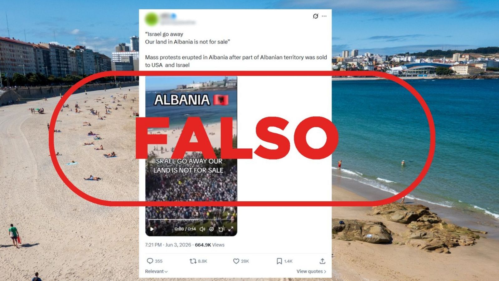 Este vídeo no muestra protestas en Albania, sino la celebración en A Coruña por el ascenso del Deportivo