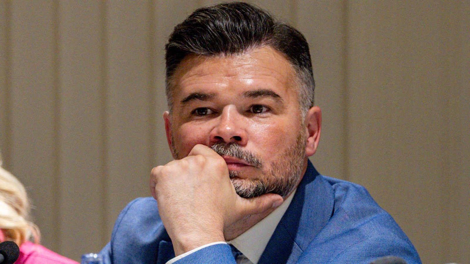 El portavoz de ERC en el Congreso, Gabriel Rufián, durante un coloquio organizado por el Club Siglo XXI