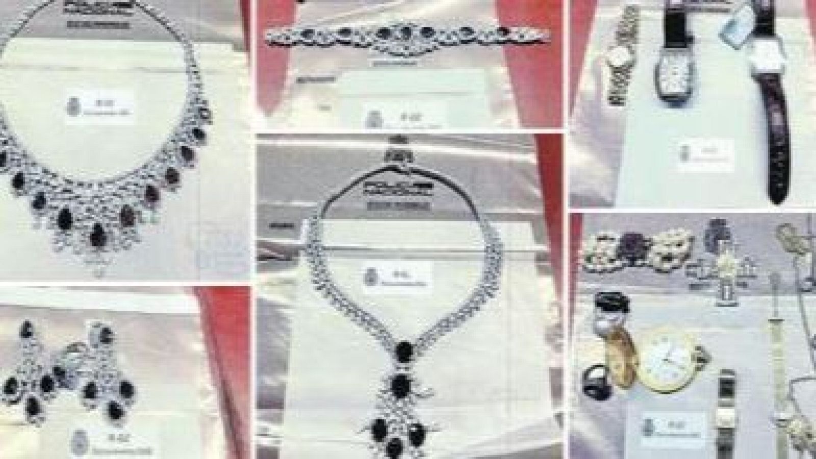 Colección de joyas y relojes incautados por la Policía Nacional en el registro al despacho del expresidente del Gobierno, José Luis Rodríguez Zapetero