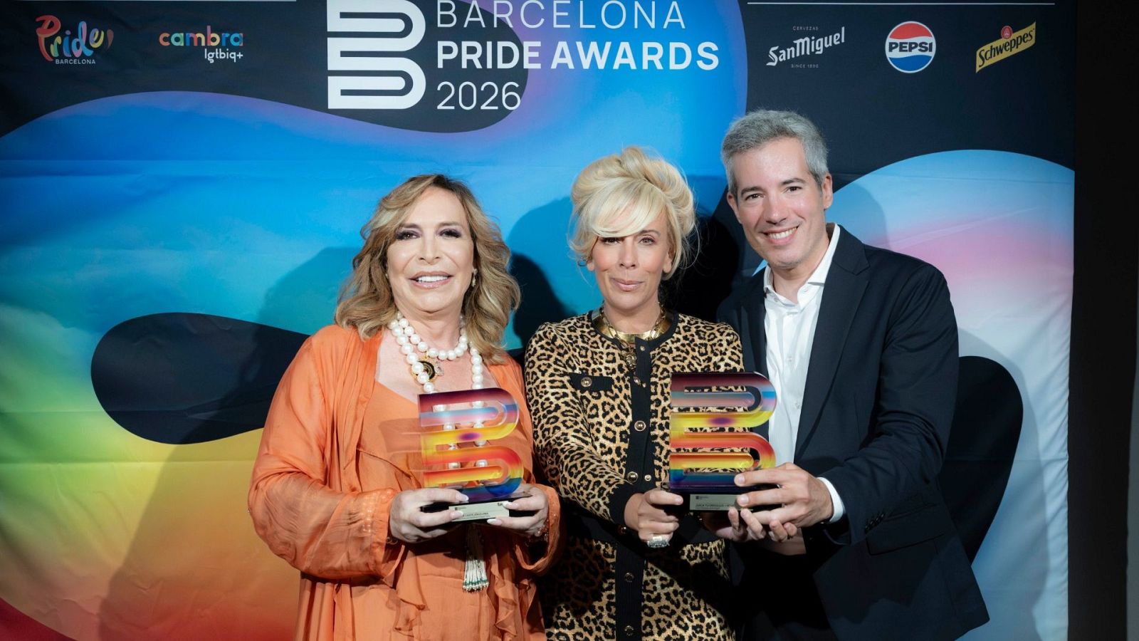 Benita Castejón, María Eizaguirre i Oriol Nolis als Barcelona Pride Awards
