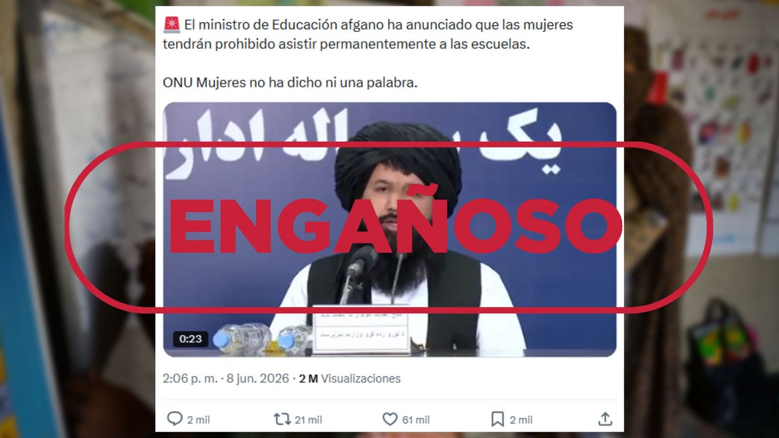ONU Mujeres denuncia el veto talibán a la educación de las afganas