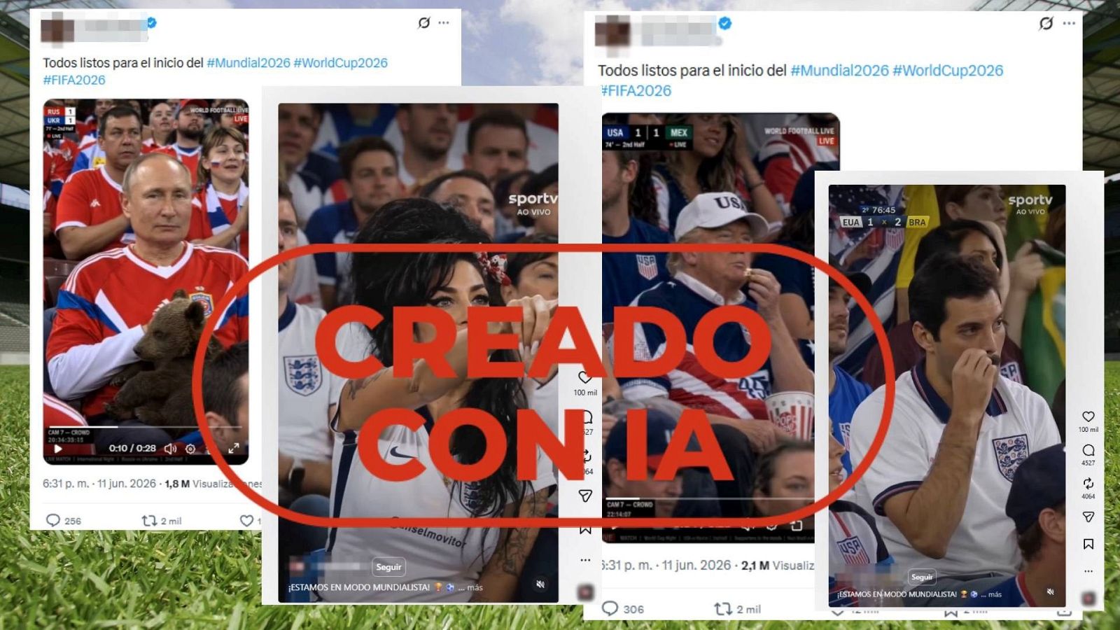 Vídeos de famosos entre el público del Mundial 2026 creados con IA
