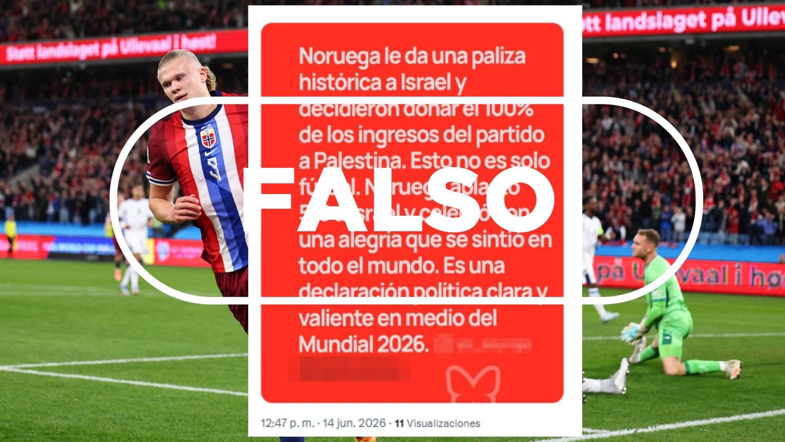 Esta donación de Noruega tras ganar a Israel no se produce "en medio del Mundial 2026"