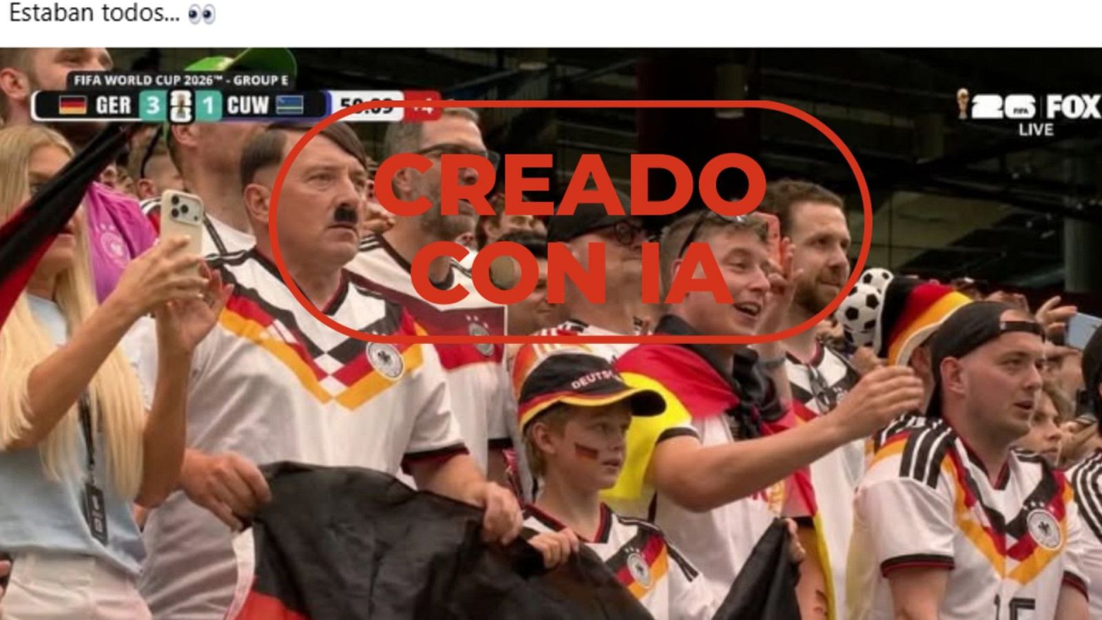 Este espectador idéntico a Hitler no presenció el Alemania-Curazao del Mundial 2026, es IA