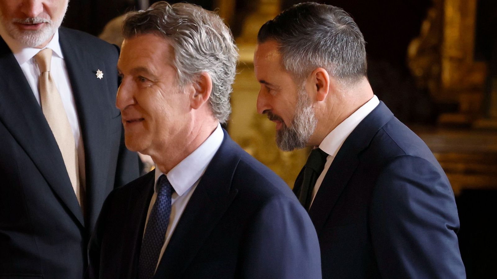 Los líderes del PP y Vox, Alberto Núñez Feijóo, y Santiago Abascal, en un acto reciente.