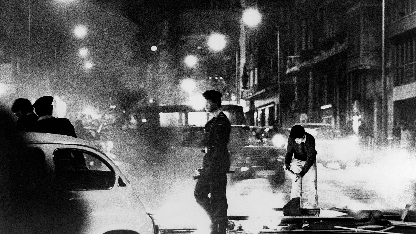 Incidentes tras una protesta de estudiantes en Barcelona, en diciembre de 1979