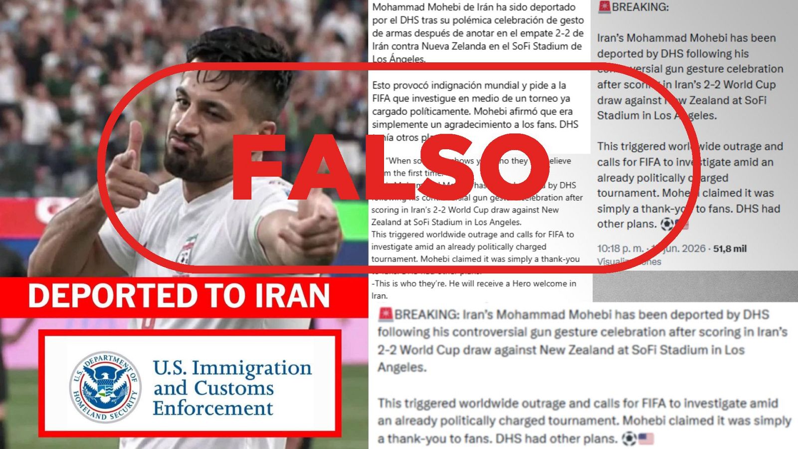 El futbolista iraní Mohammad Mohebi no ha sido deportado por la celebración de su gol