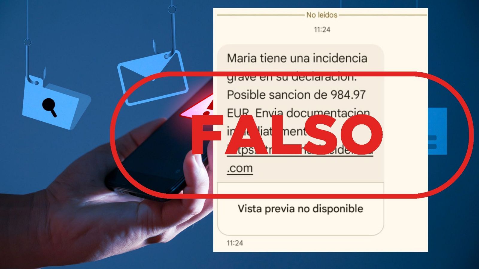 Este SMS sobre una "posible sanción" por una incidencia en la declaración es un fraude