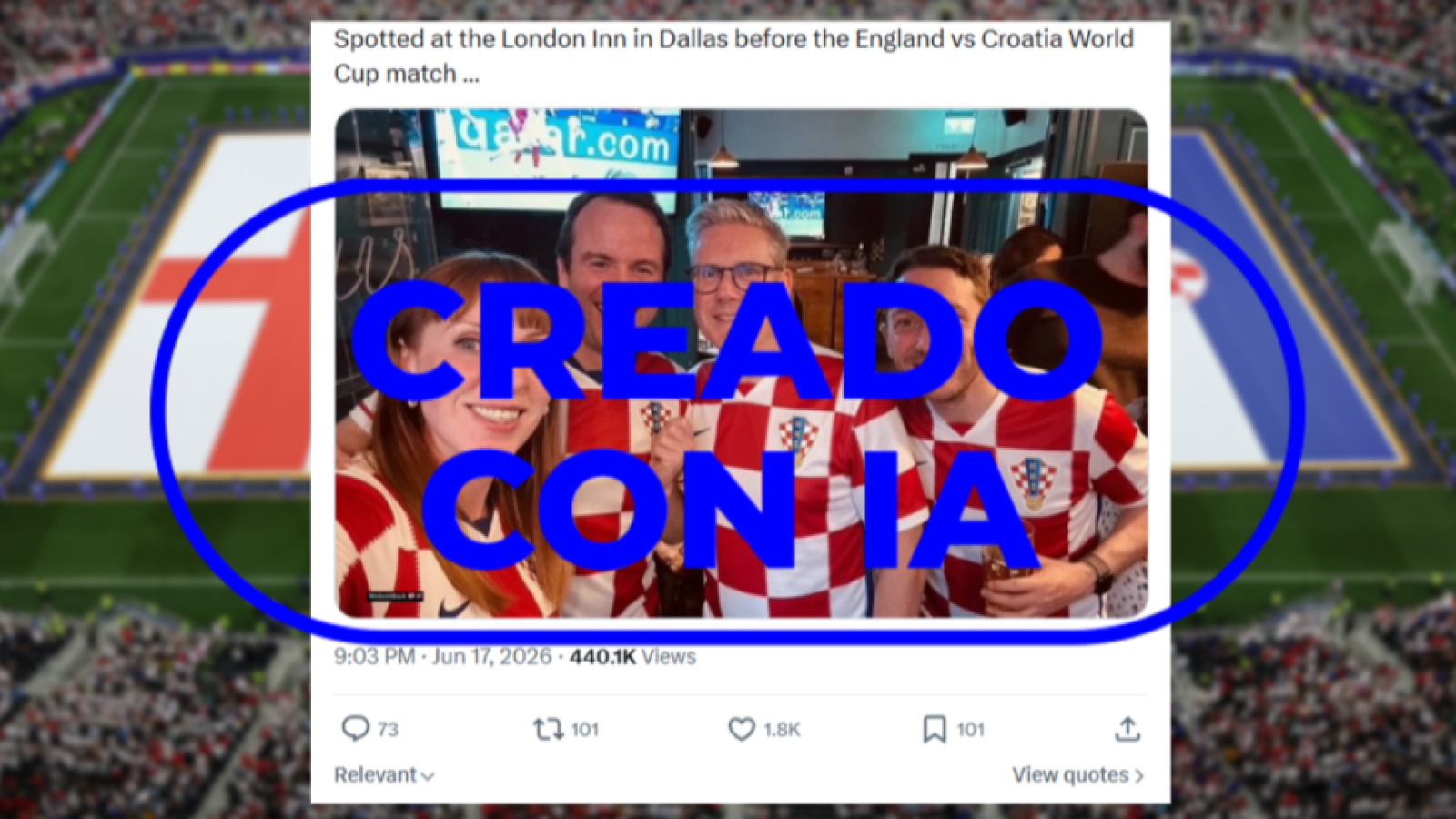 No es Keir Starmer con la camiseta de Croacia durante el partido con Inglaterra, es IA