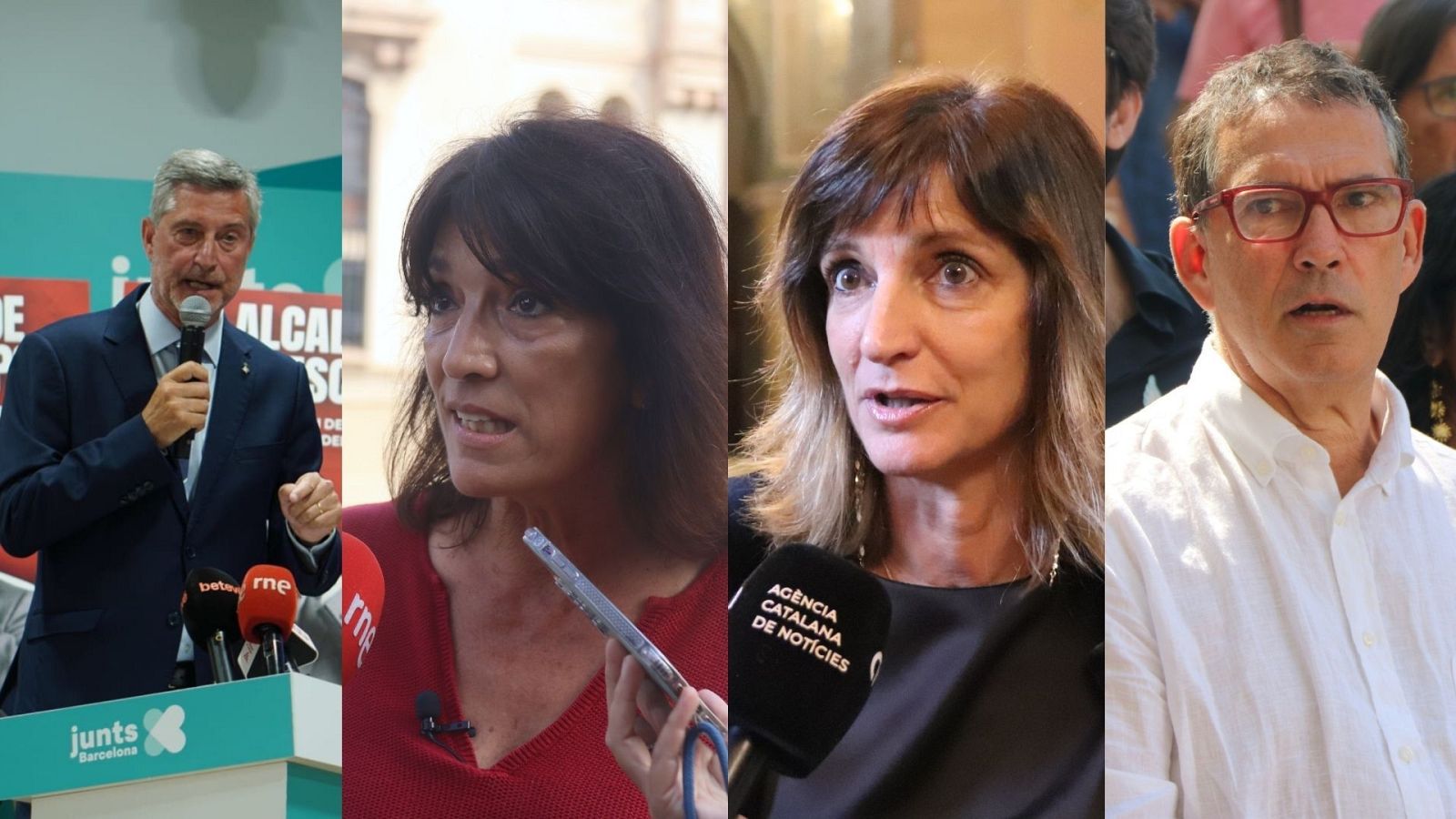 Montaje de Xavier Trias, Laura Borràs, Míriam Nogueras y Jaume Giró, políticos de Junts per Catalunya, en diferentes actos de comunicación pública.