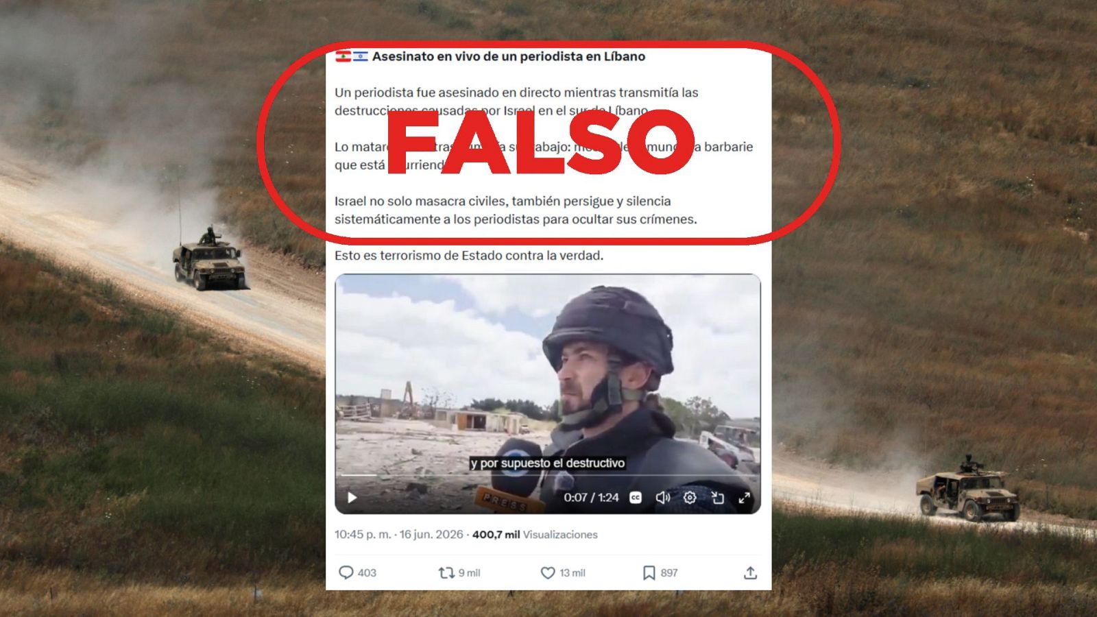 Este periodista alcanzado por un ataque israelí no ha fallecido