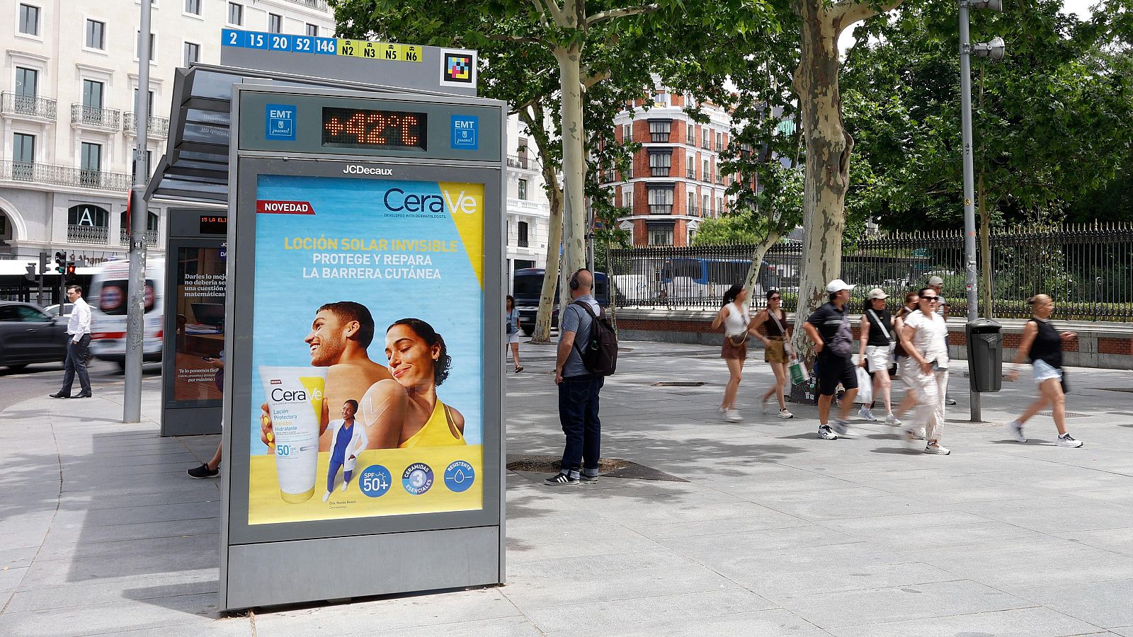 Termómetro en una calle de Madrid marcando temperaturas extremas de 42 grados