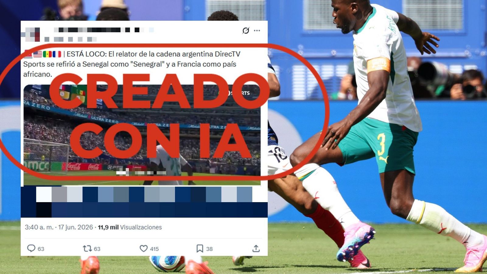 Esta narración racista del Francia-Senegal está manipulada con IA