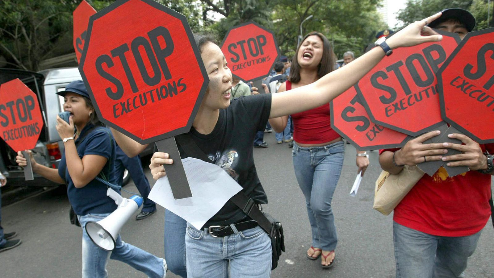 Imagen de archivo: protesta en Manila contra la pena de muerte, 2004.