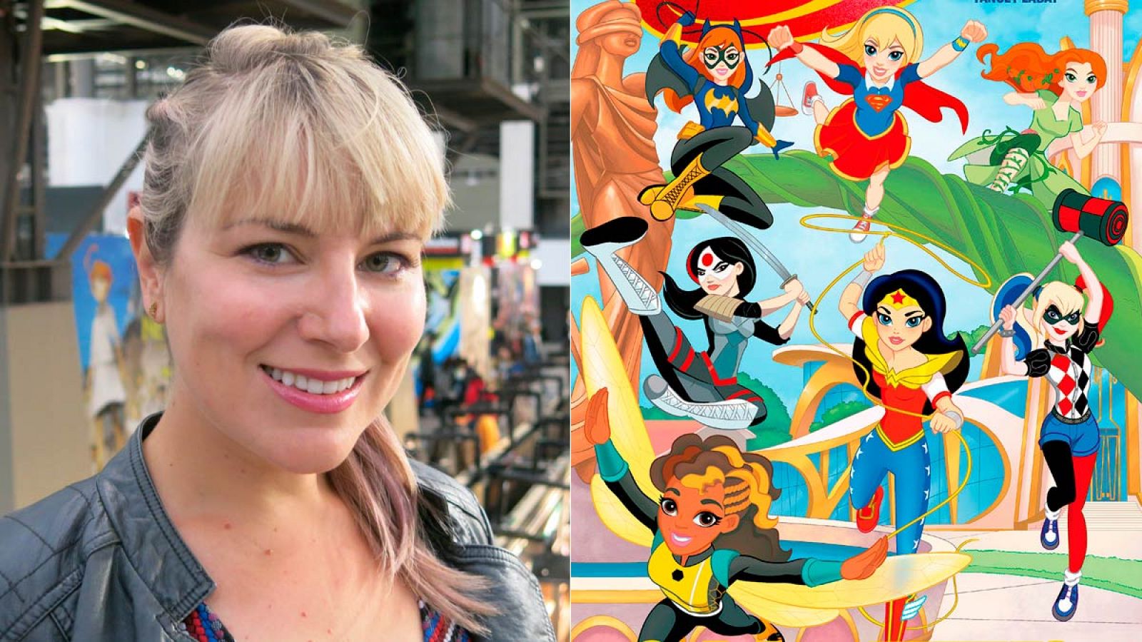 Shea Fontana en el Salón del Cómic de Barcelona y una ilustración de 'DC Super Hero Girls'