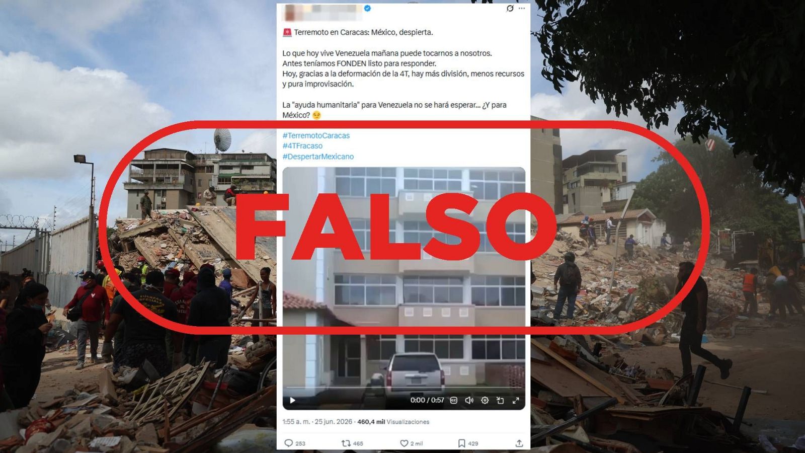 Este vídeo de edificios tambaleándose no corresponde a los recientes terremotos en Venezuela, son imágenes de 2018