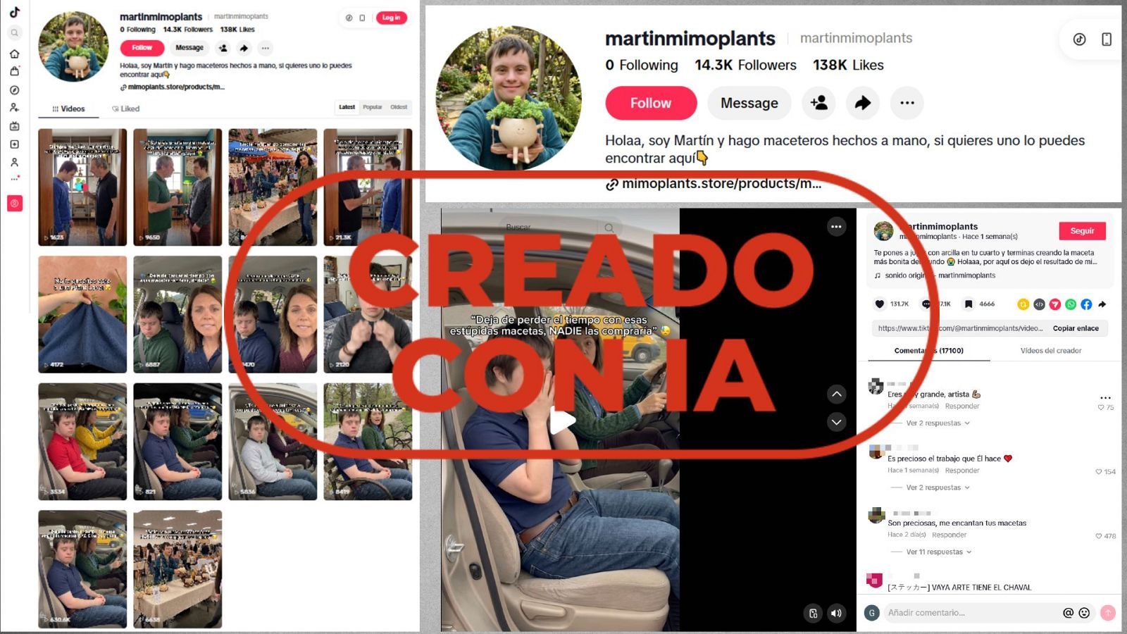 Este joven con síndrome de Down que vende macetas no existe, está creado con IA