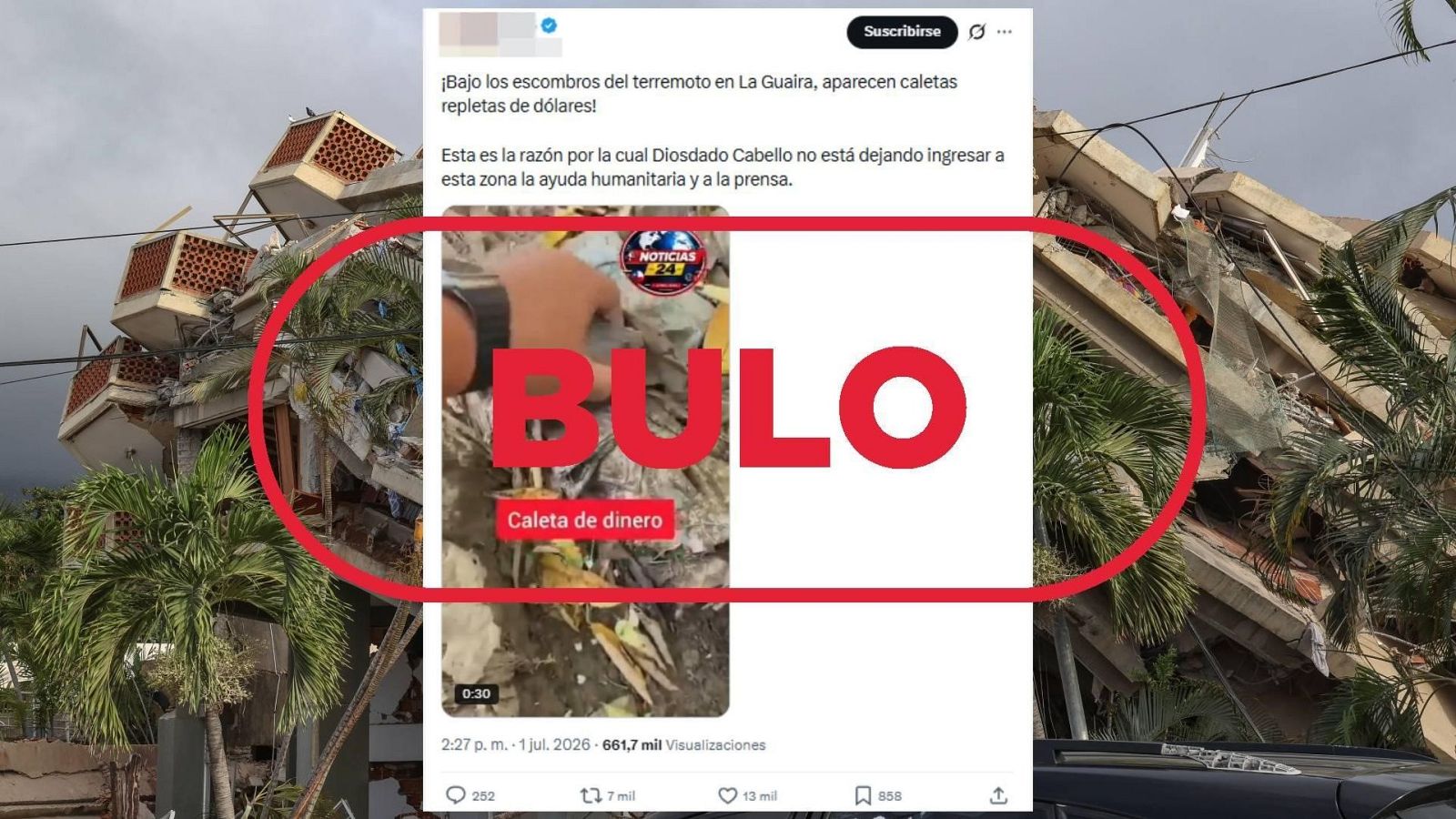 Este vídeo de fajos de billetes no corresponde a los terremotos en Venezuela, es un bulo