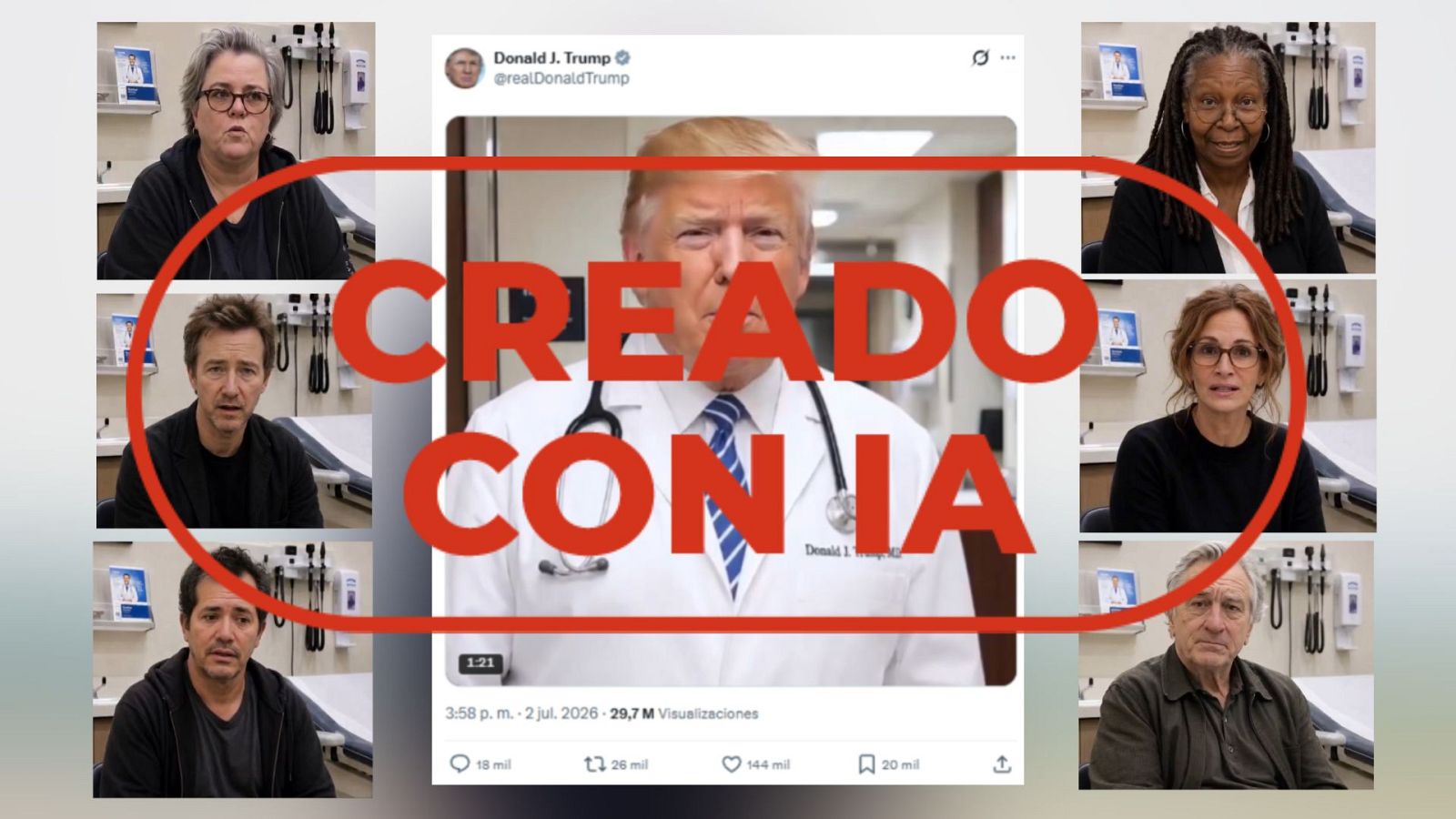 Un falso doctor Trump cura el síndrome anti-Trump a varias estrellas críticas con él