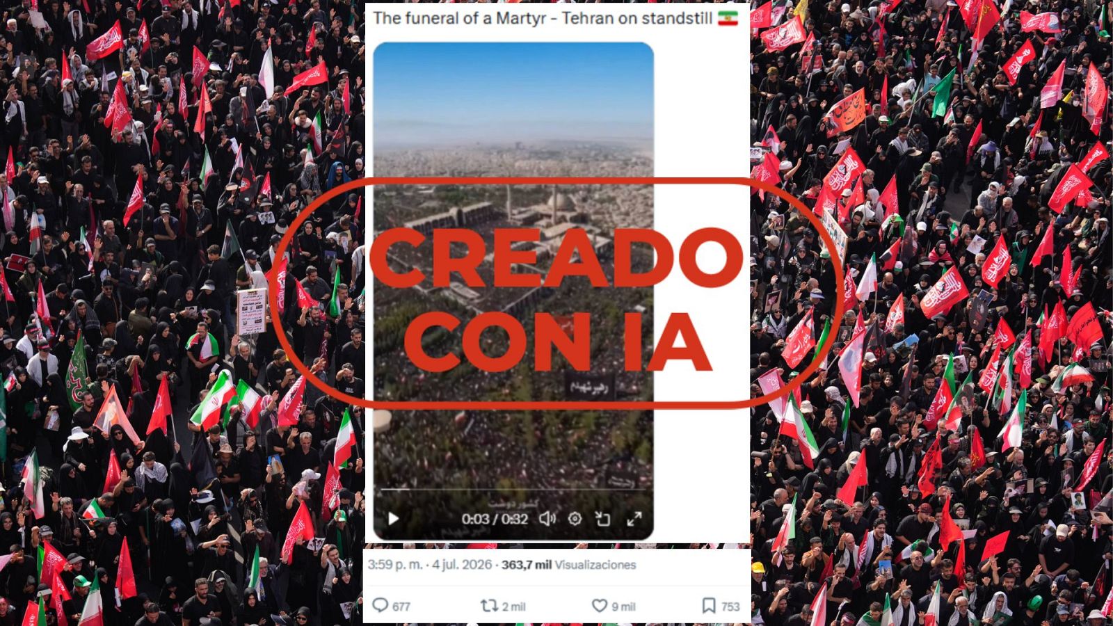 Este vídeo del funeral de Alí Jameneí está creado con IA