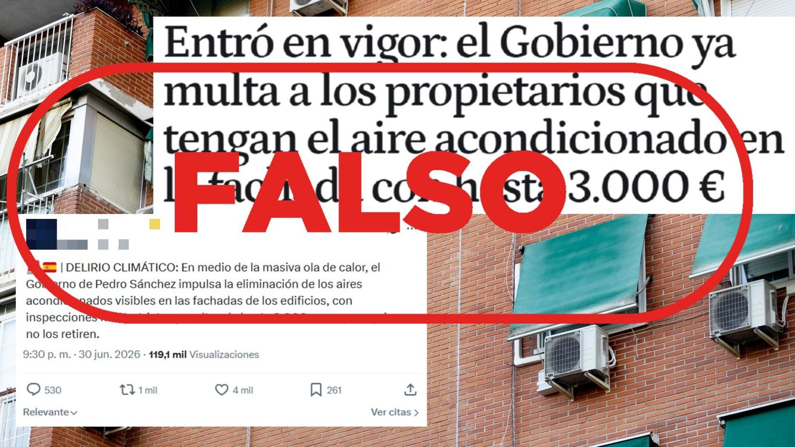 El Gobierno no ha cambiado la ley para multar con 3.000 euros por tener el aparato del aire acondicionado en la fachada