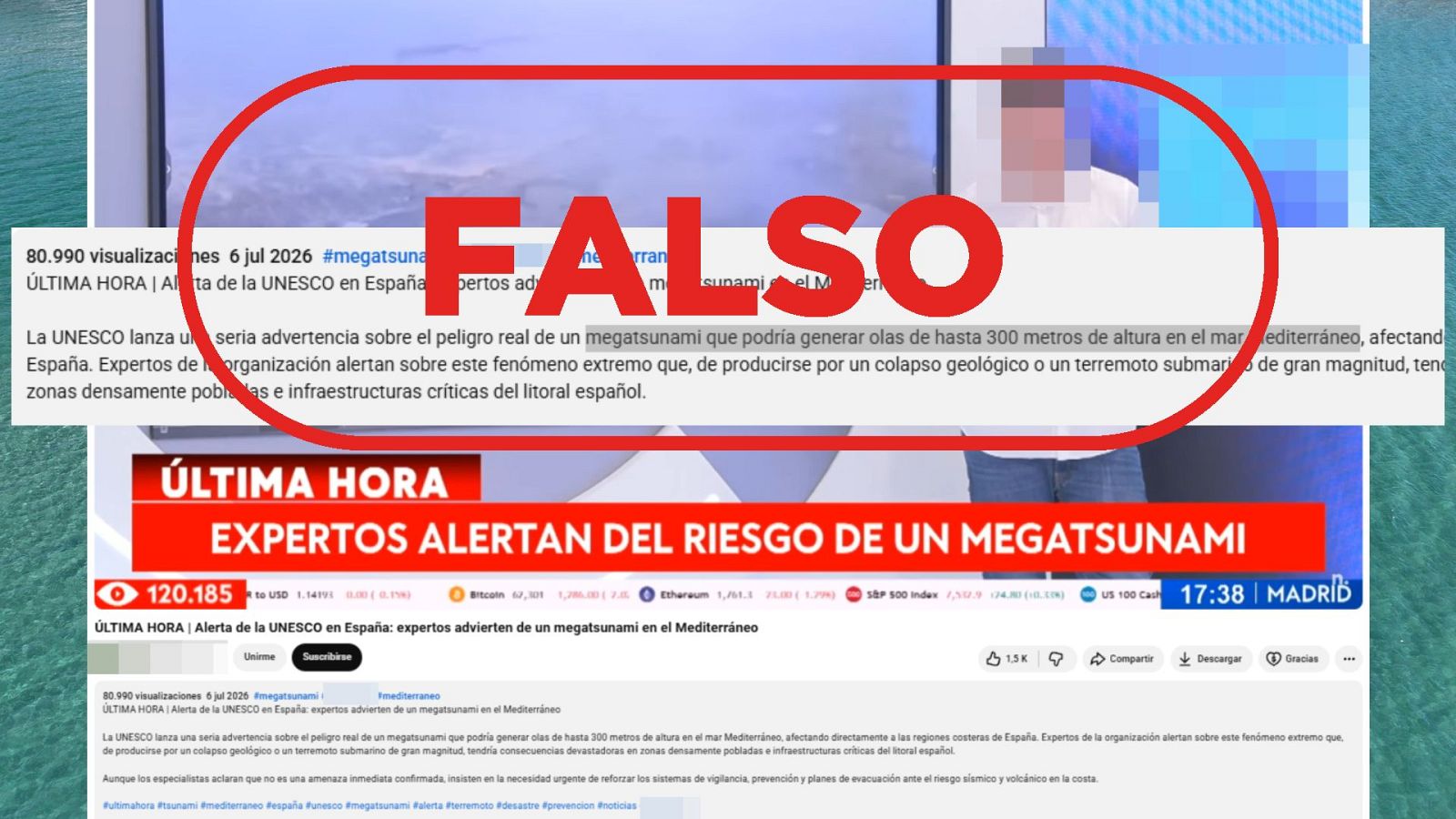 La UNESCO no ha advertido de un riesgo de tsunami con olas de 300 metros en el Mediterráneo