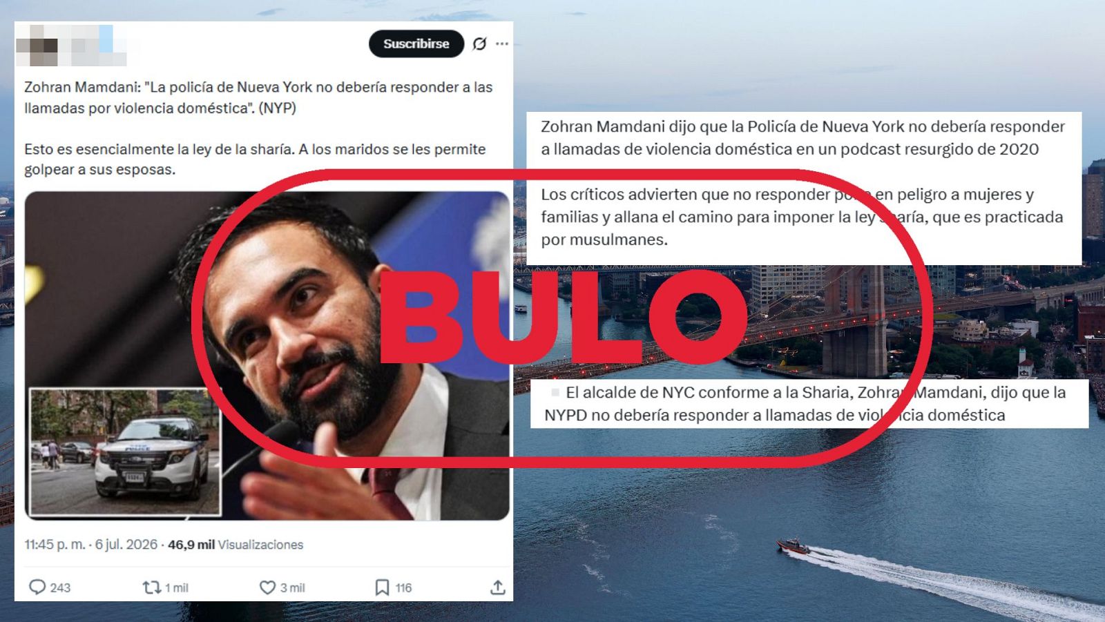 Mamdani no ha pedido que la Policía ignore llamadas sobre violencia doméstica por la ley de la sharía