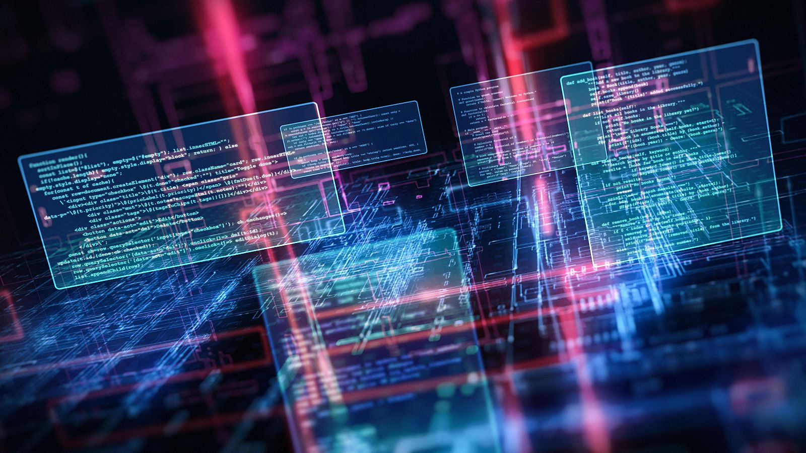Interfaz de programación futurista con código digital