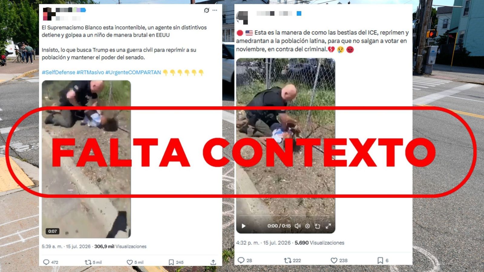 Este vídeo en el que un agente golpea a un joven en EE.UU. no es actual, se grabó en 2020