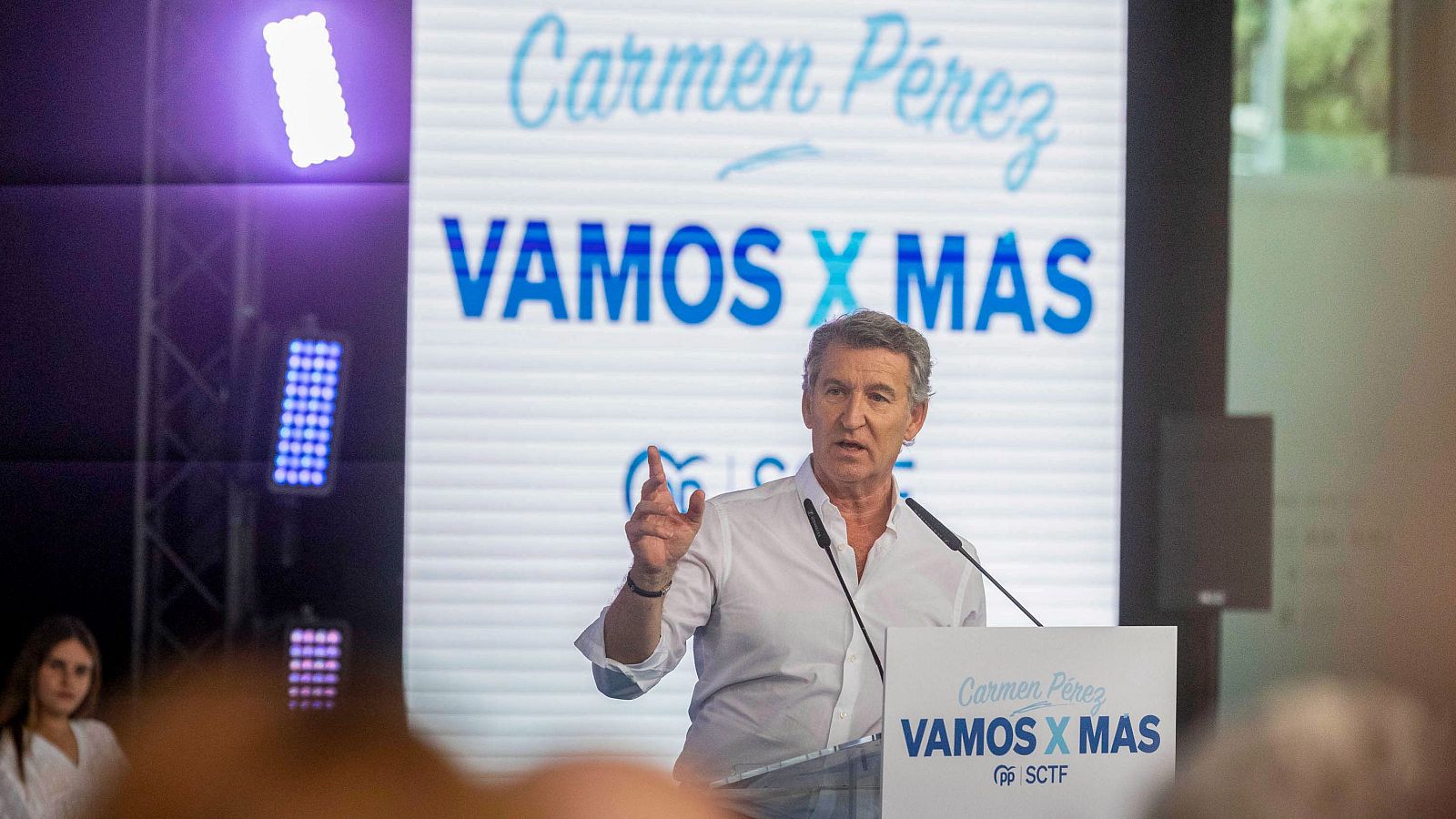 El presidente del PP, Alberto Núñez Feijóo, este viernes en Santa Cruz de Tenerife.