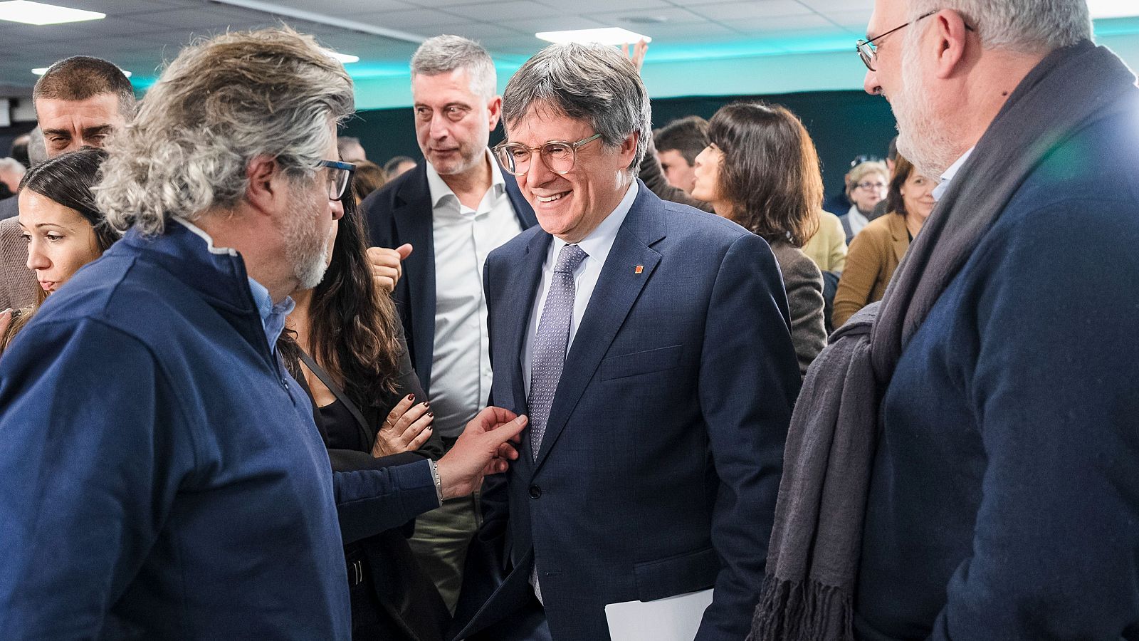 El presidente de JxCat, Carles Puigdemont, durante una rueda de prensa