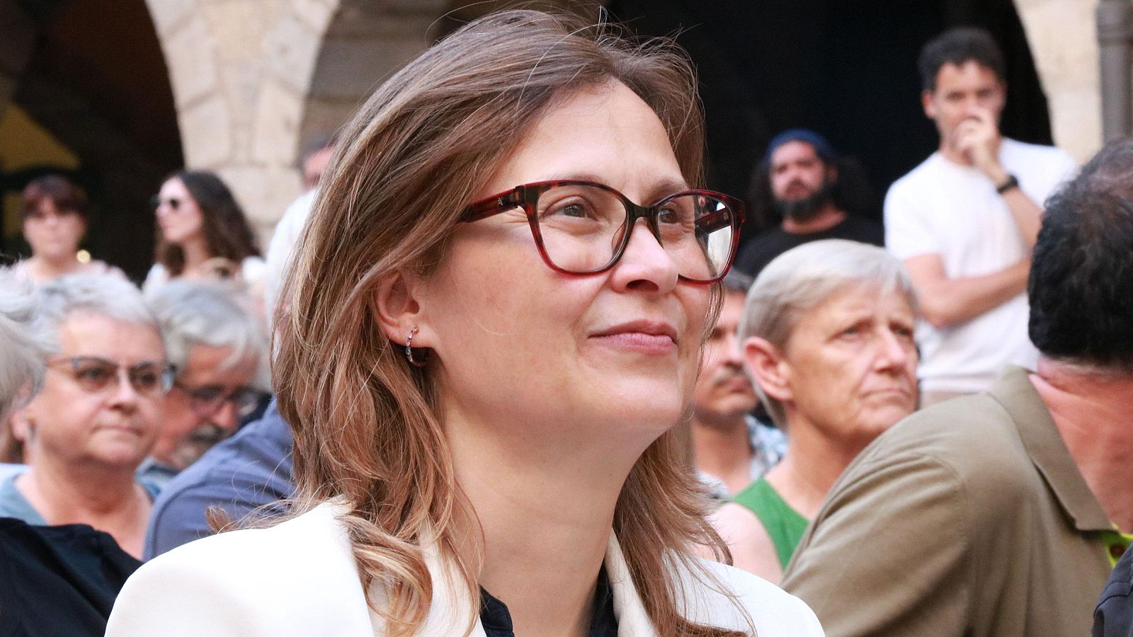La consellera d'Acció Exterior, Meritxell Serret, en un acte de campanya per les europees