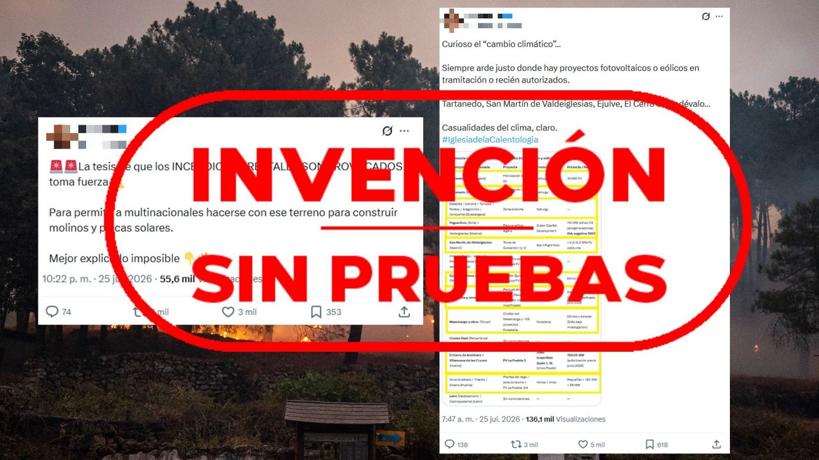 Los incendios no son provocados para instalar placas solares