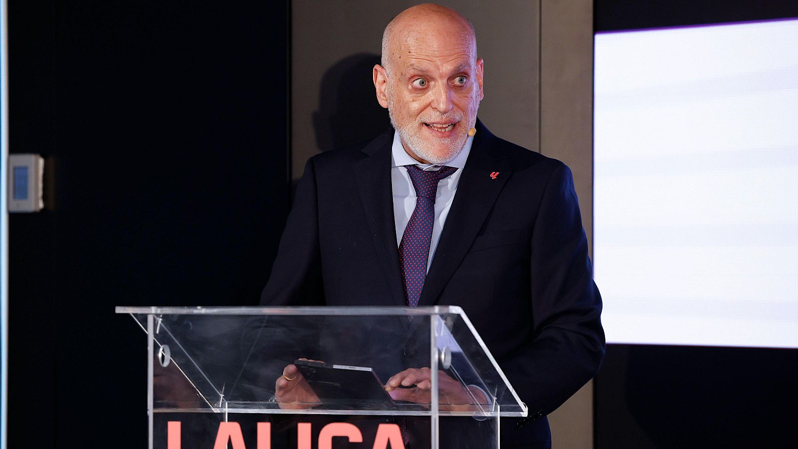 El presidente de LaLiga, Javier Tebas, durante un acto institucional