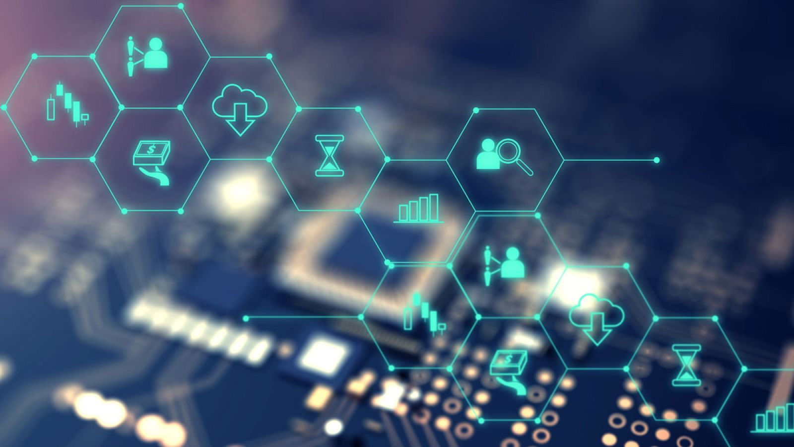 Representación simbólica del la tecnología de blockchain o cadena de bloques