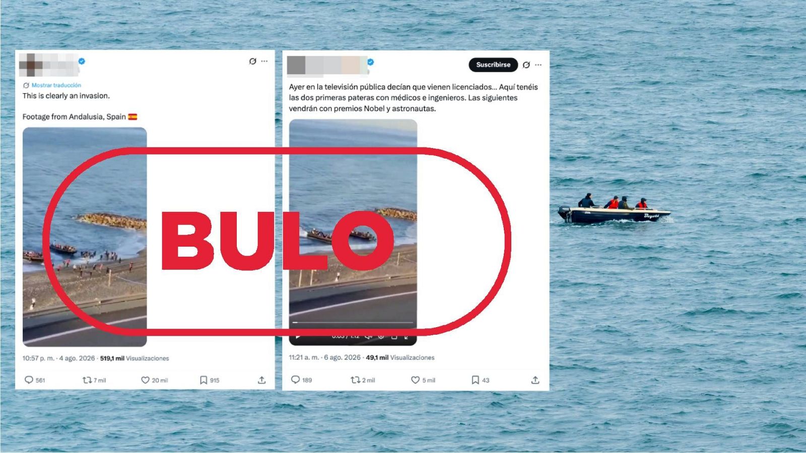 Este vídeo de dos lanchas de migrantes llegando a la costa de Andalucía es de 2023