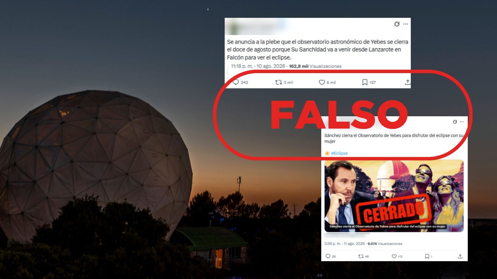 El Observatorio de Yebes no se cerró para que Pedro Sánchez viera el eclipse