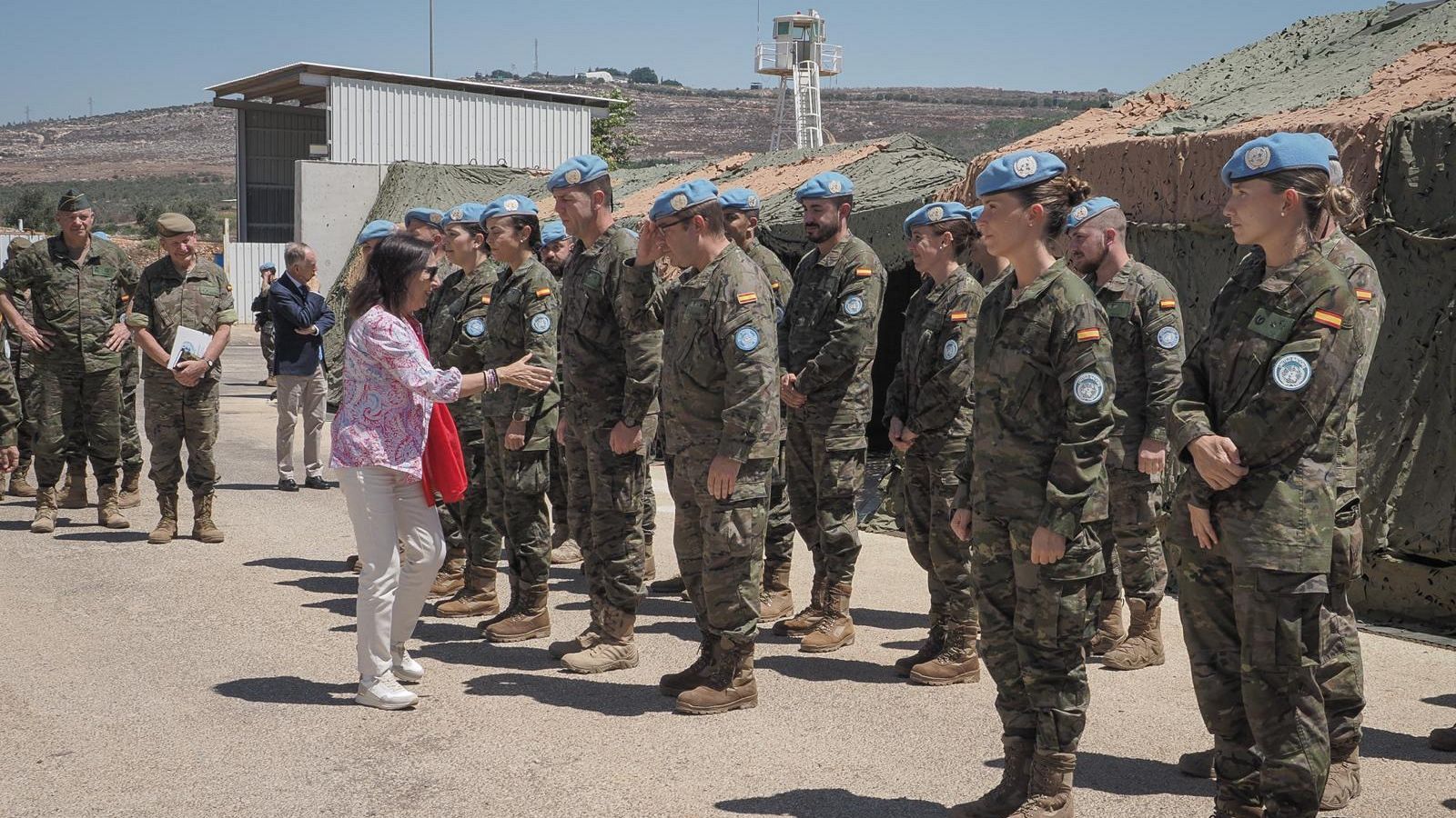 La ministra de Defensa, Margarita Robles, visita este jueves a los cascos azules españoles en la Base Miguel de Cervantes, cerca de Marjayoun (Líbano)