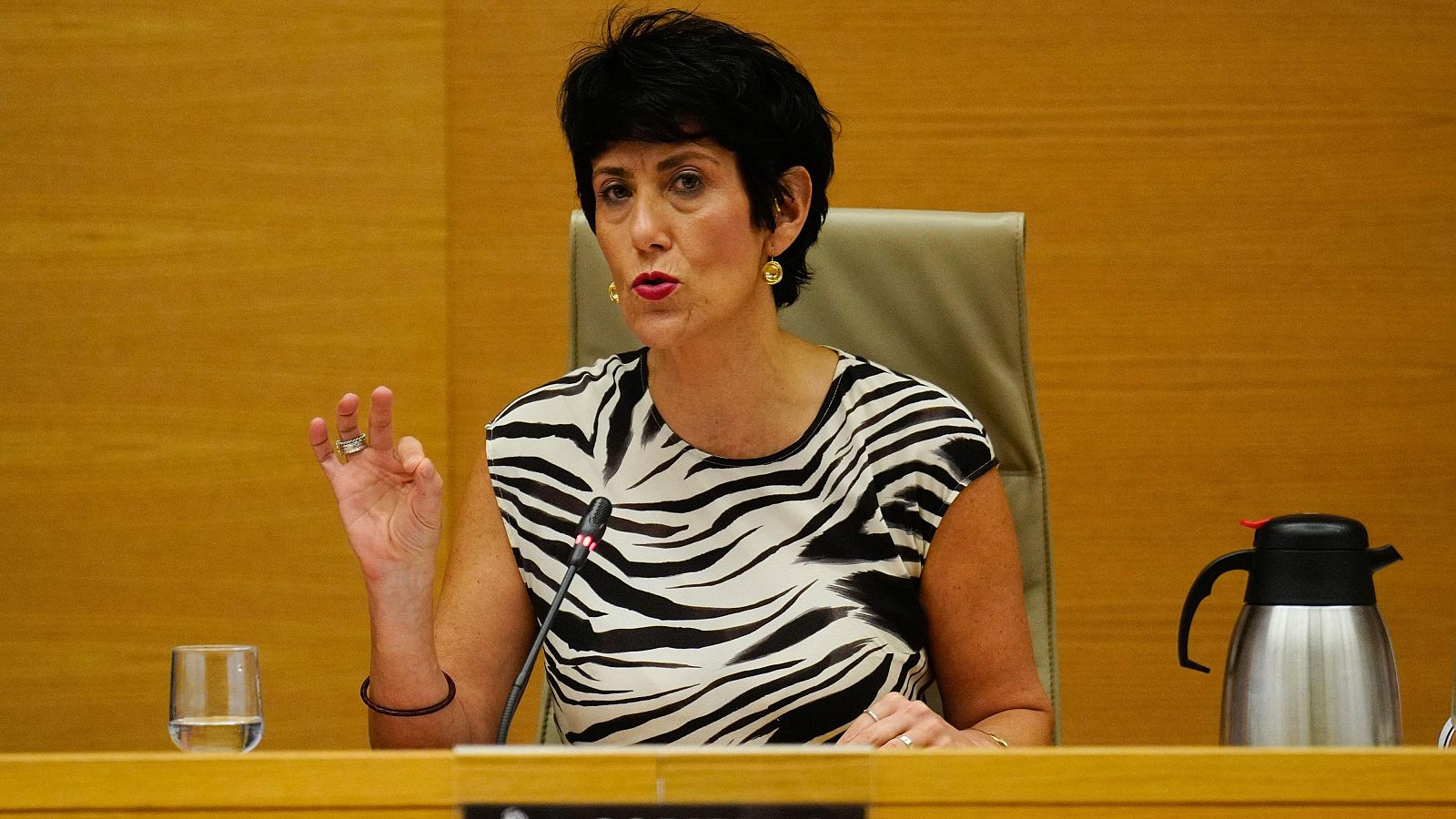 La ministra de Inclusión, Seguridad Social y Migraciones, Elma Saiz, este viernes en el Congreso
