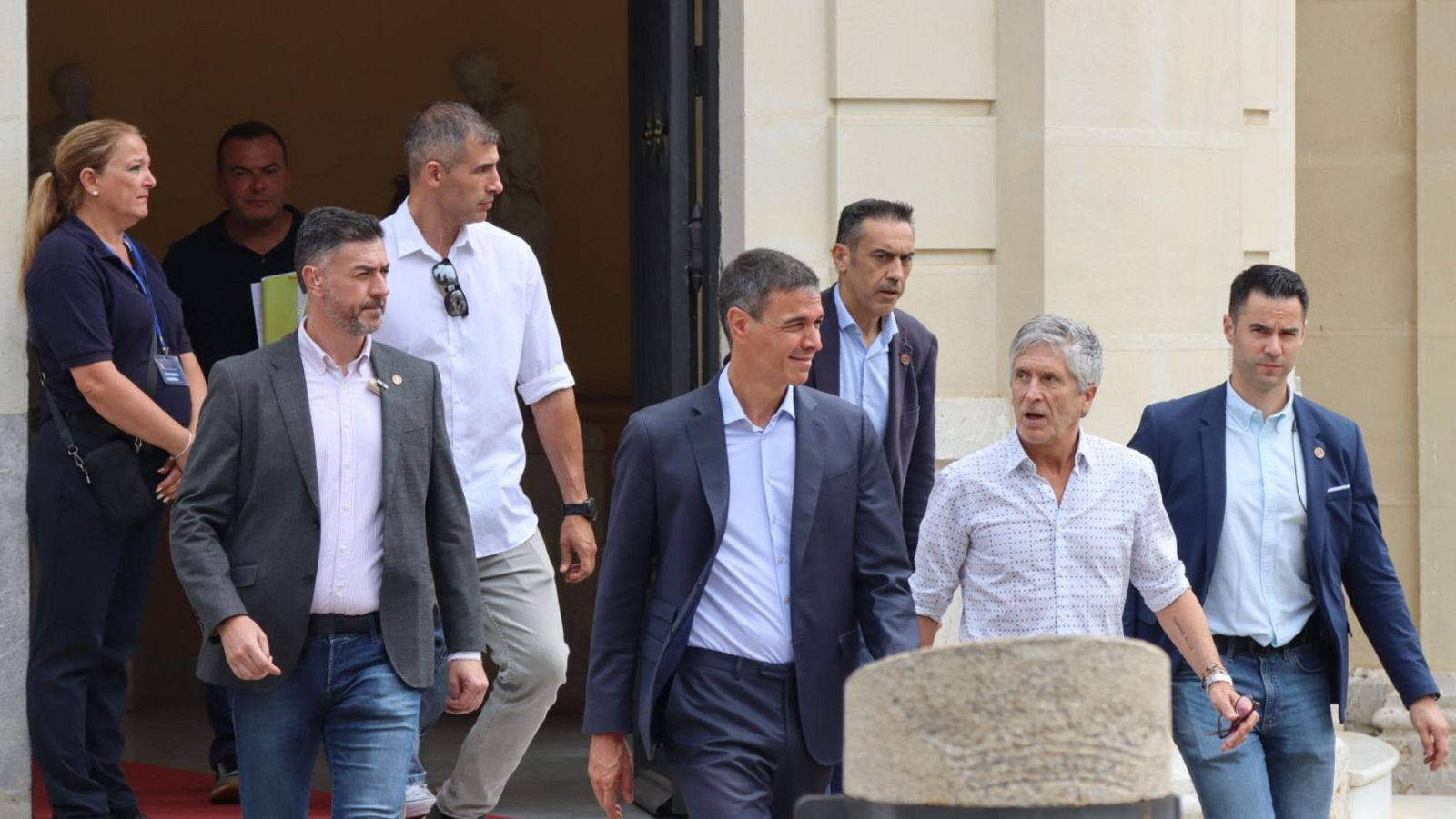 Imagen de la visita del presidente del Gobierno, Pedro Sánchez, y el ministro del Interior, Fernando Grande-Marlaska, a Ceuta el pasado 31 de julio.