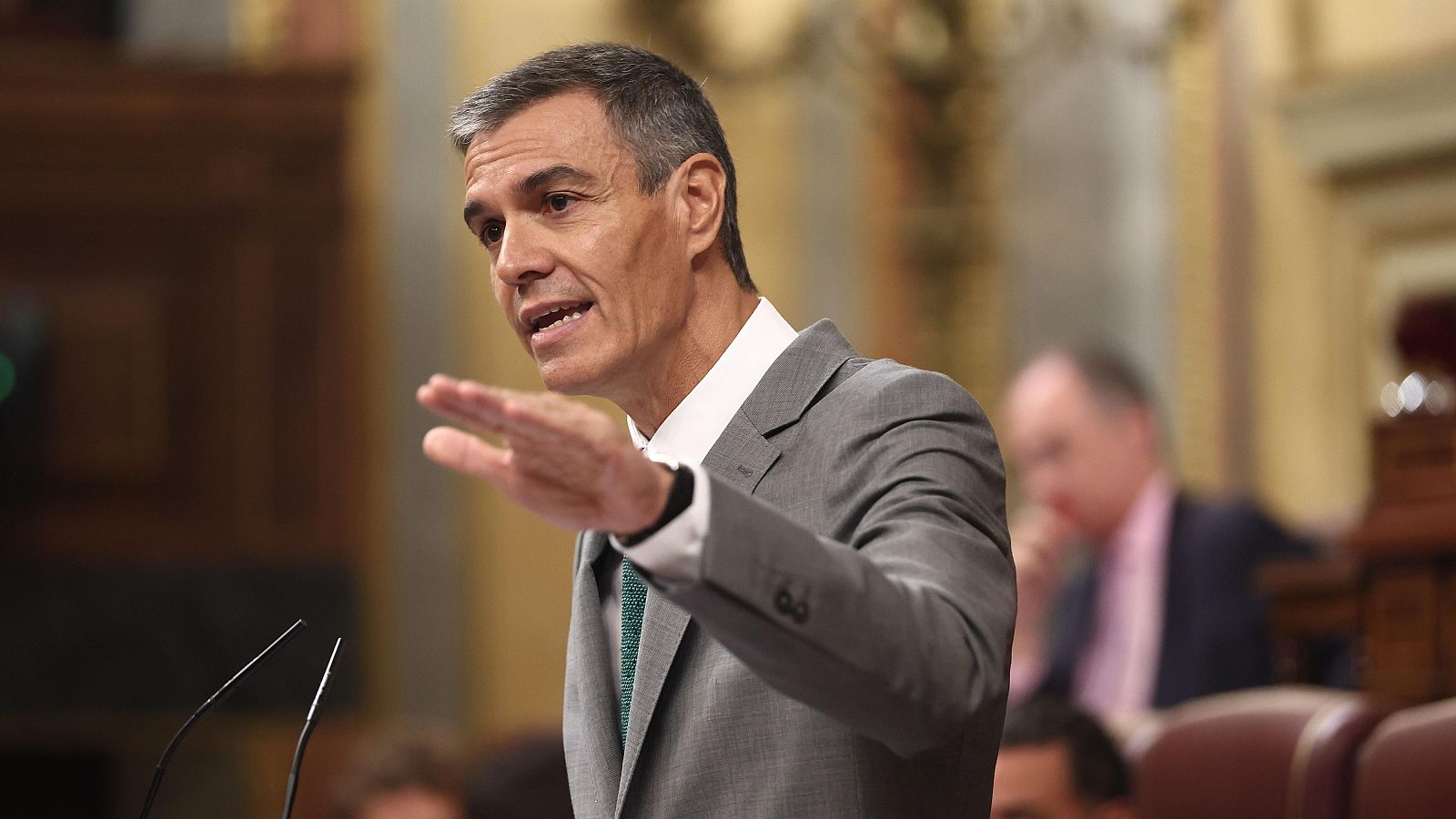 El presidente del Gobierno, Pedro Sánchez, en una comparecencia en el Congreso de los Diputados en Madrid.