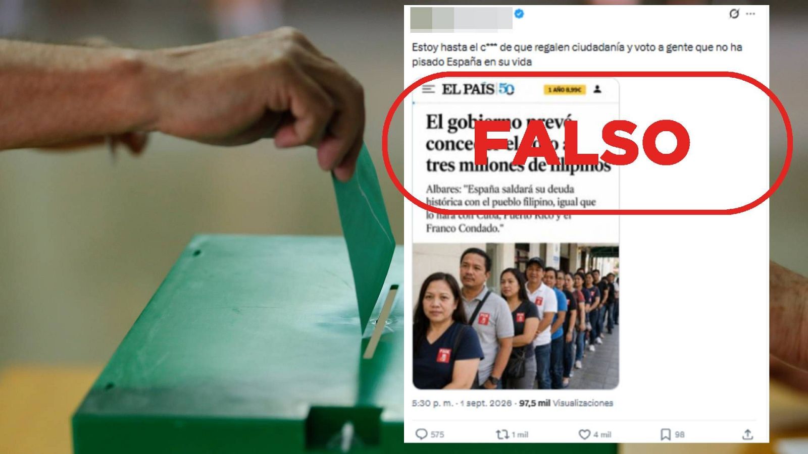 El Gobierno de España no prevé conceder el voto a tres millones de filipinos