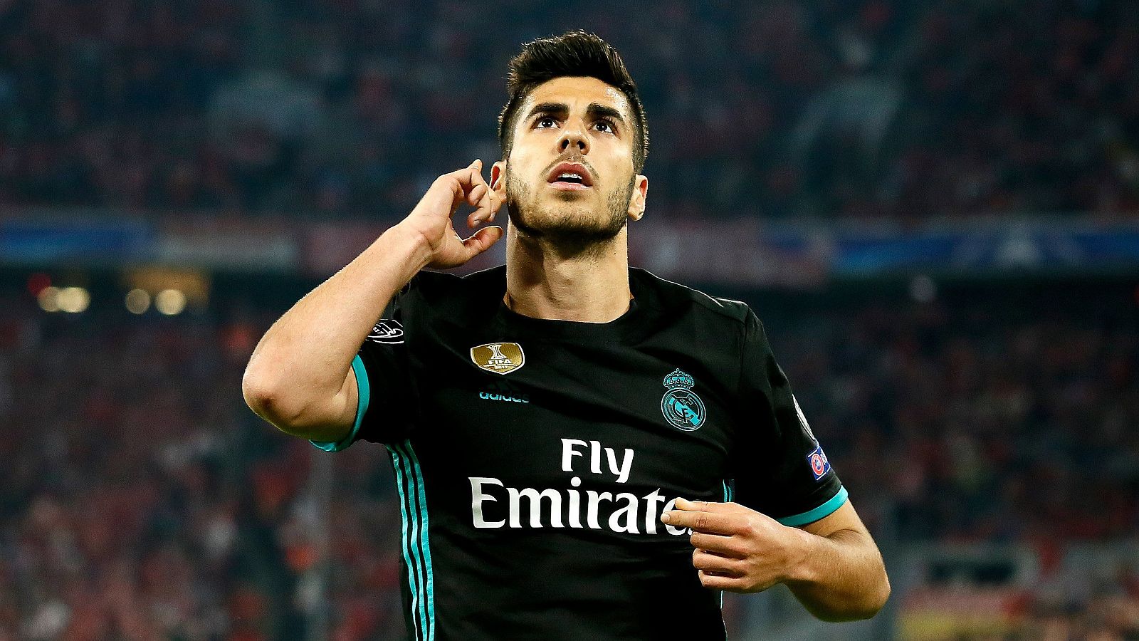 Marco Asensio celebra un gol ante el Bayern.