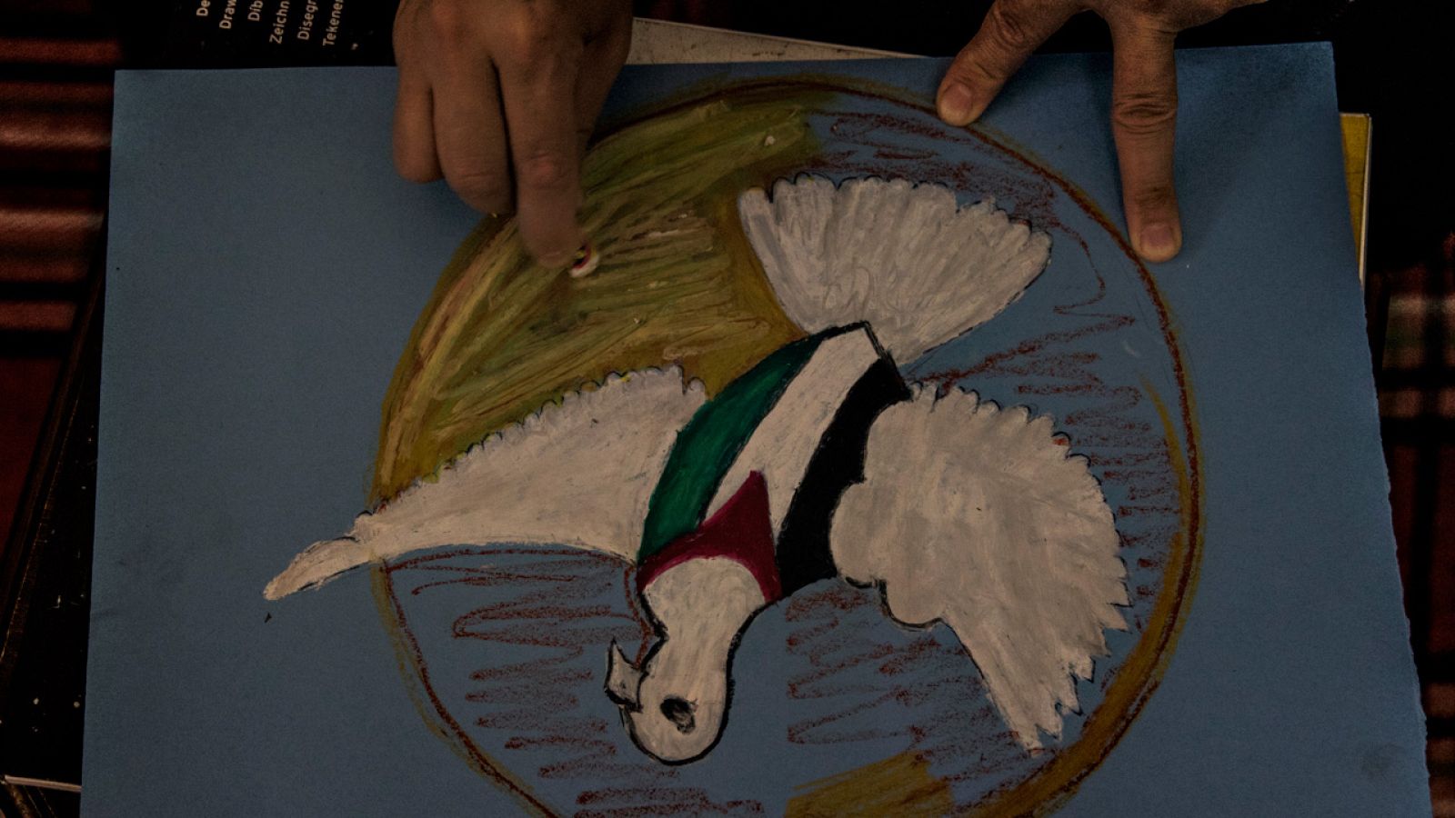 Uno de los dibujos de Nisreen, una mujer palestina que ha recibido ayuda psicológica de Médicos sin Fronteras