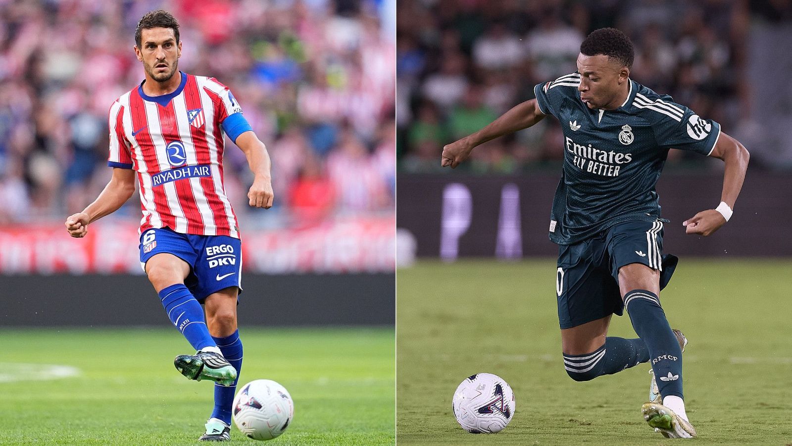 Koke y Mbappe durante la jornada 6 de Liga, precedente del derbi madrileño Atlético de Madrid-Real Madrid.
