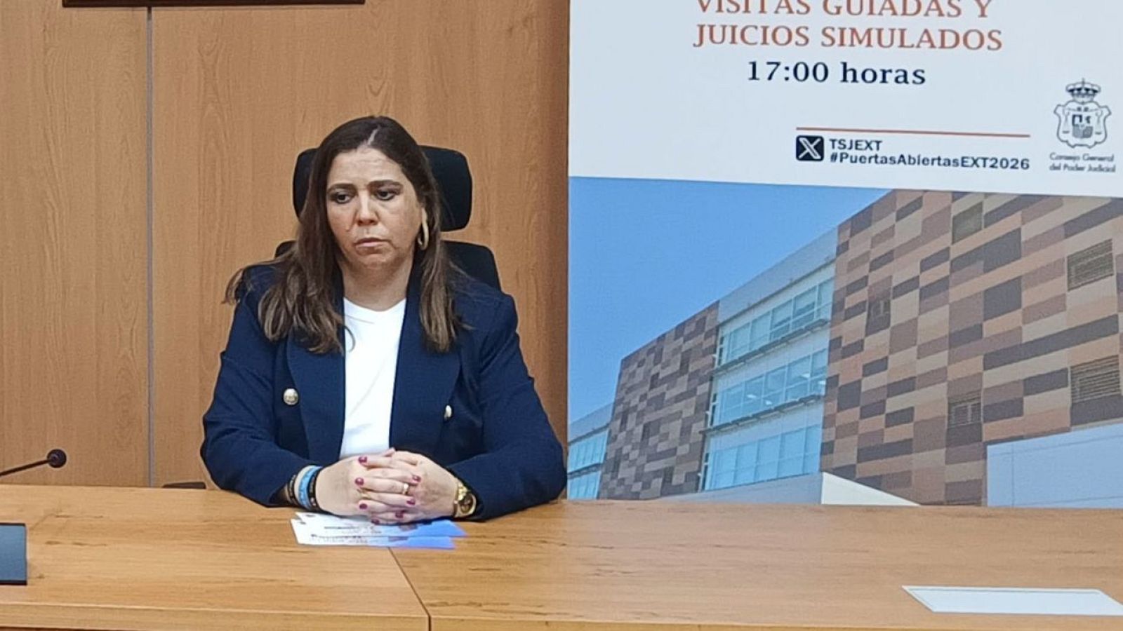 La jueza instructora de la causa contra David Sánchez, Beatriz Biedma, durante un acto en Badajoz.