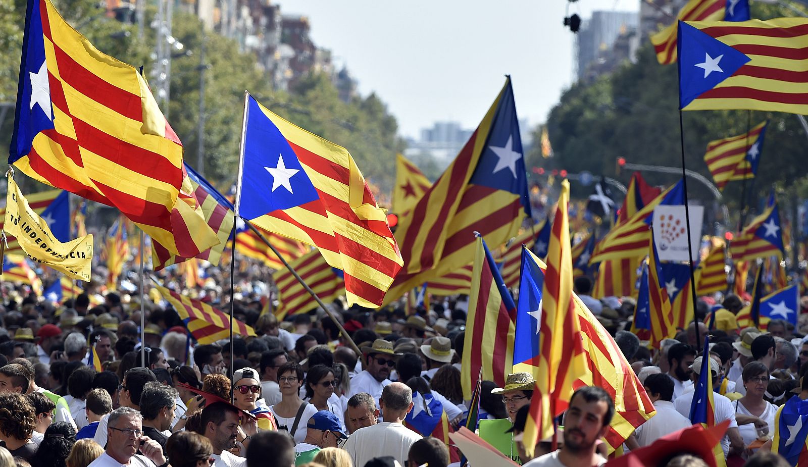 Manifestantes independentistas en la celebración de la Diada.