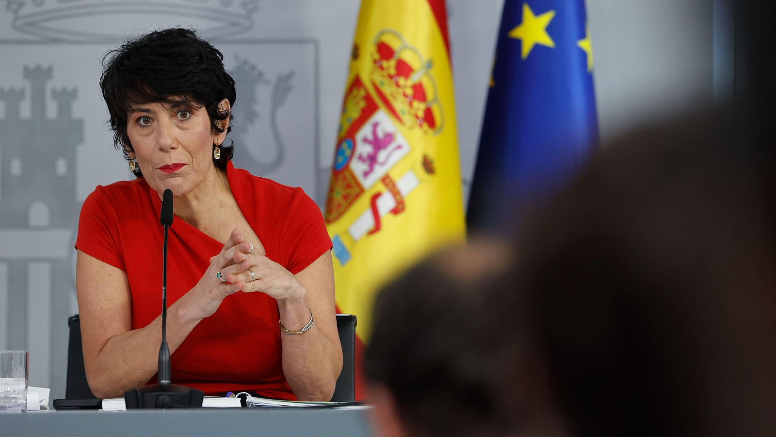 La ministra portavoz, Elma Saiz, comparece en rueda de prensa tras el Consejo de Ministros, este martes en Madrid.